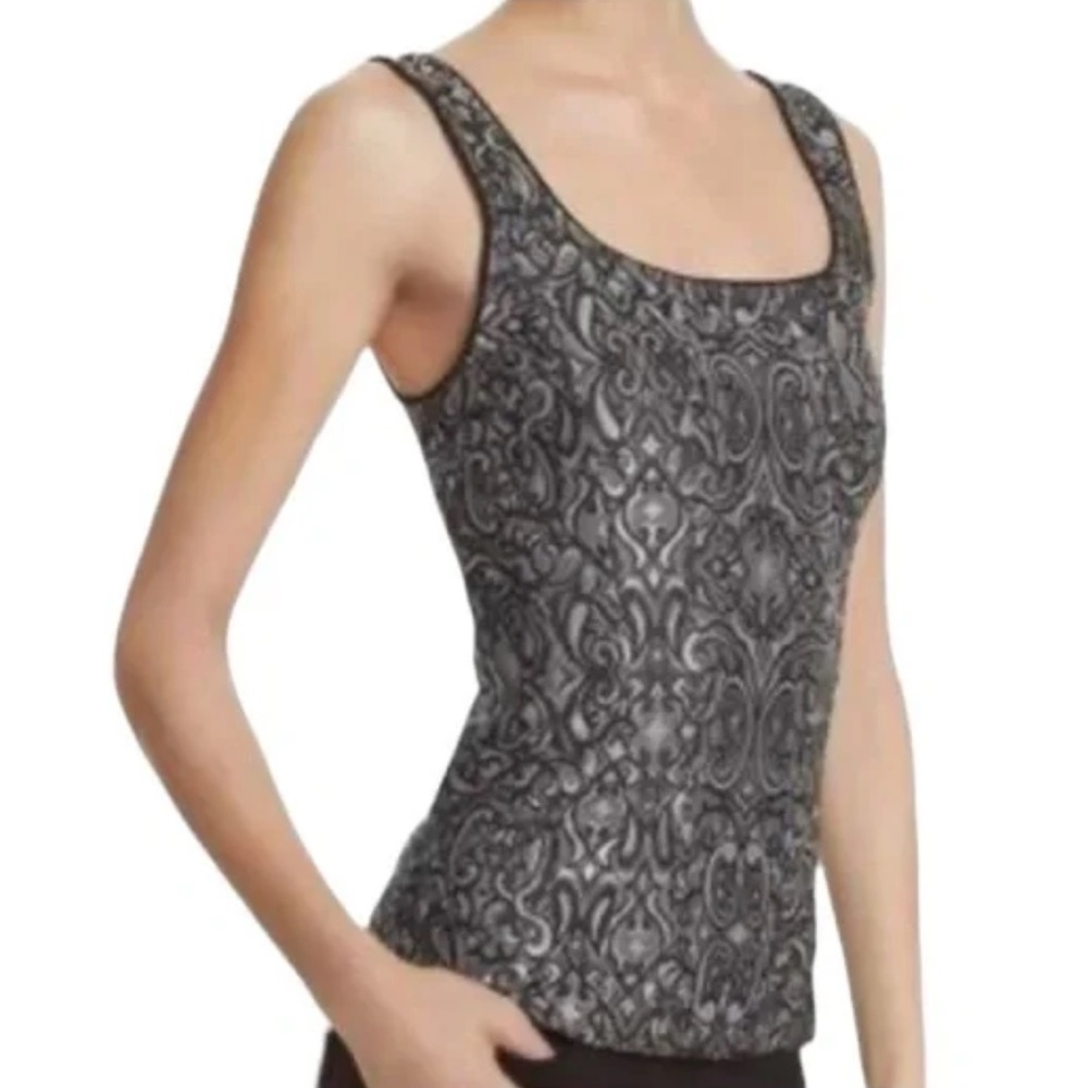 WHBM Gray Jacquard Knit Princess Seamed Corset Tank XS NWOT $68